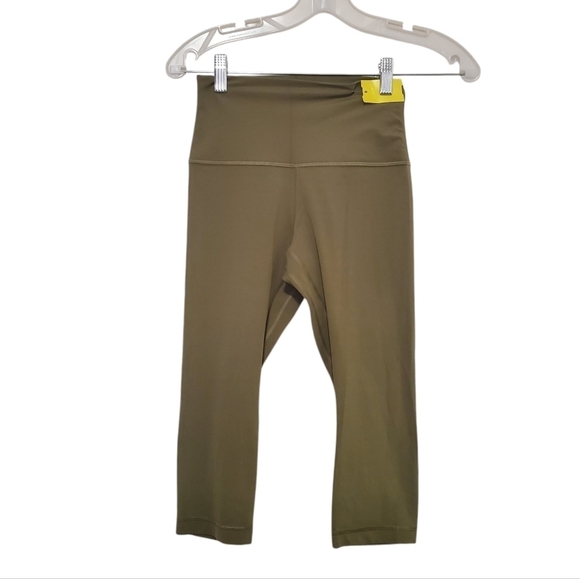 lululemon athletica Pants - Lululemon womens High Rise Crop Tight Leggings Olive Green Size XS